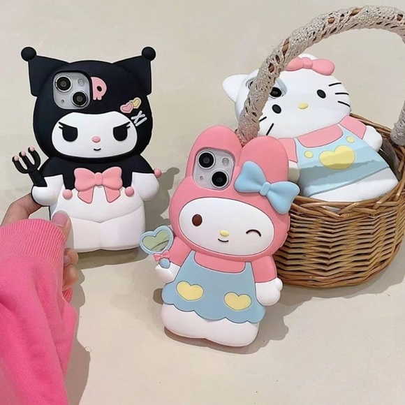Sanrio hello kitty kawaii kuromi silicone iPhone 14 15 plus case - Picture 2 of 4